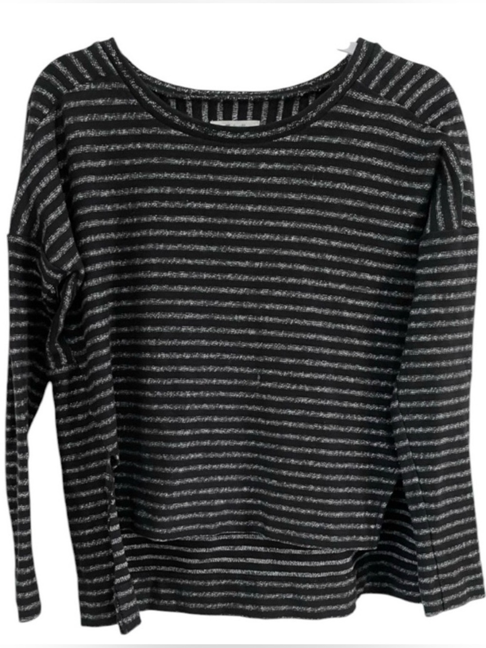 Madewell Black and Gray Striped Metallic Sweater - Size XS